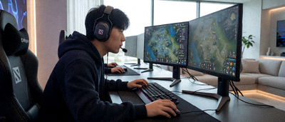DOTA2职业选手在比赛中进行战术讨论，专注分析局势
